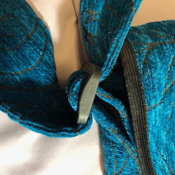 Bright teal handmade cloth shoulder bag - Picture 5 of 7